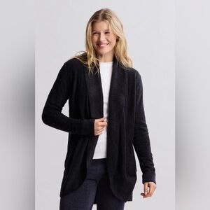 Barefoot Dreams CozyChic Lite Circle Knit Cardigan Sweater-Black-Women Large/XL